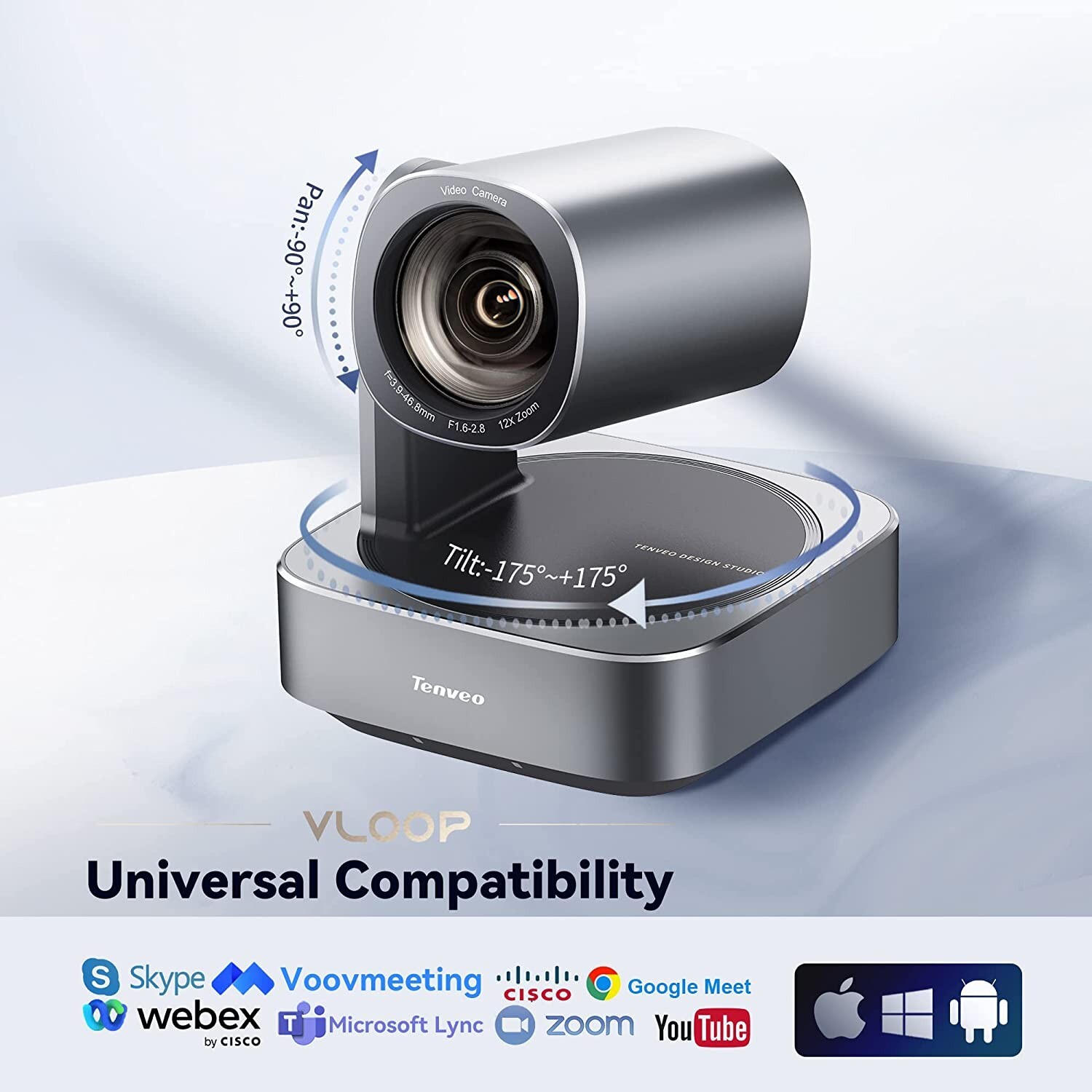 Tenveo 4K PTZ Conference Camera with 12X Zoom Wide View Angle USB3.0/HDMI/RJ45