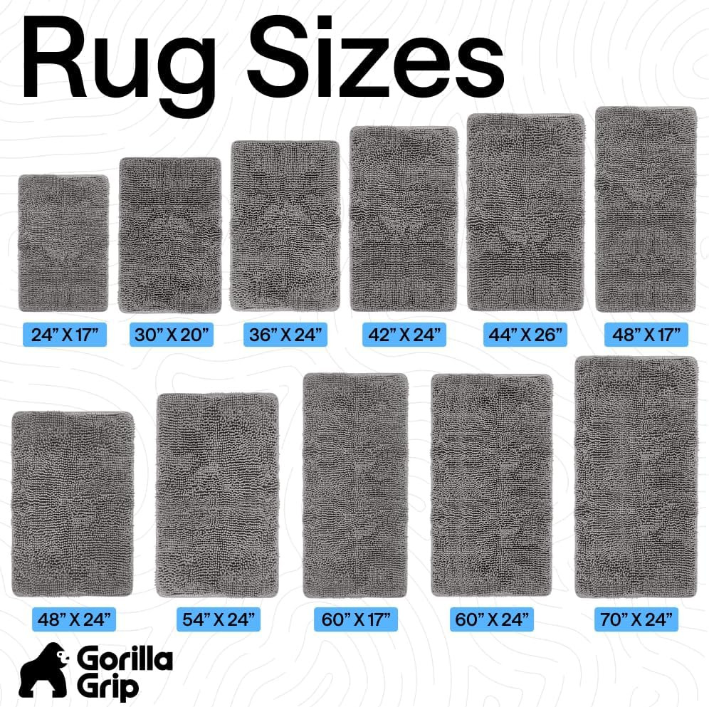 GORILLA GRIP Bath Rug Mat, Thick Soft Absorbent Chenille, Quick Dry Microfiber M