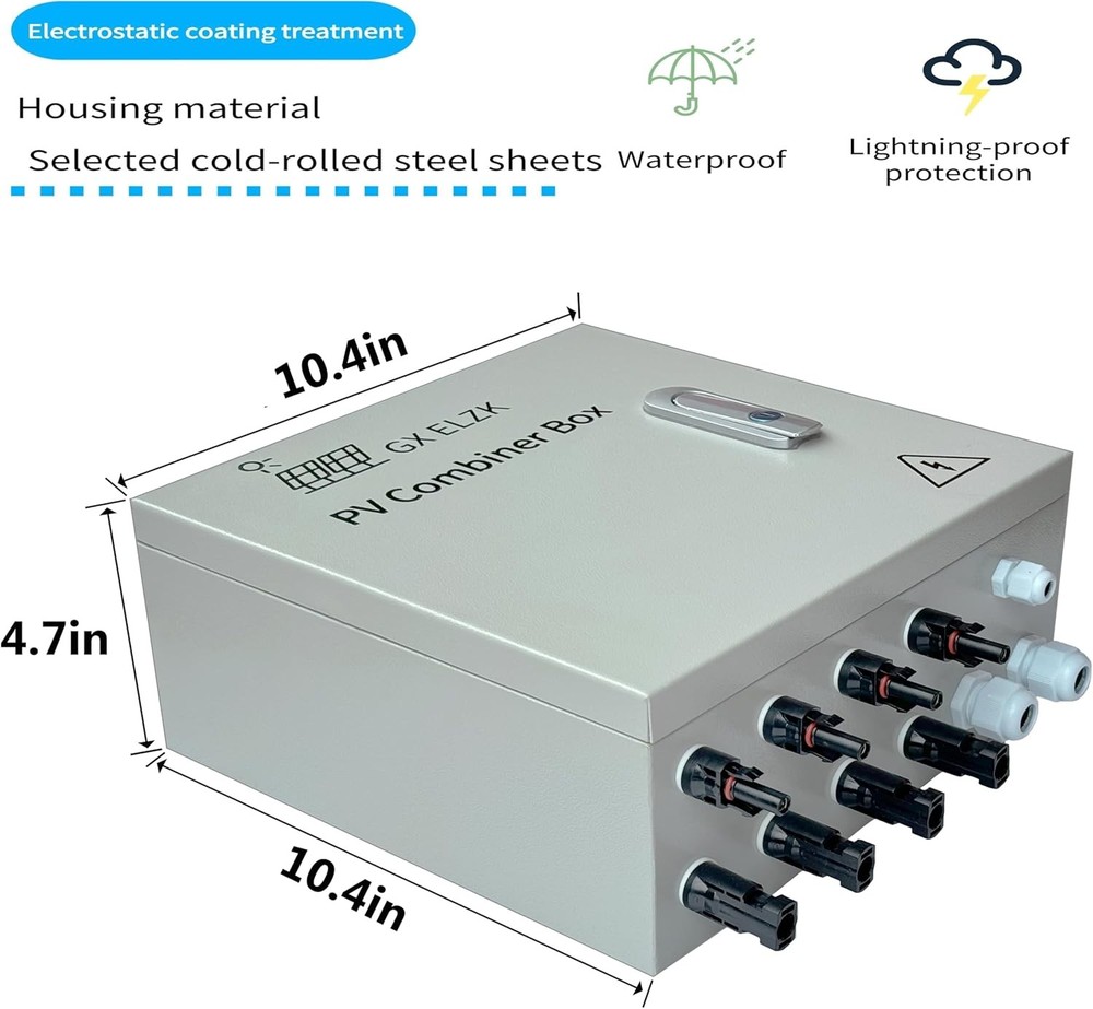 Hardcover Solar Combiner Box with 4 Strings, 80 A Circuit Breakers. This pv Comb