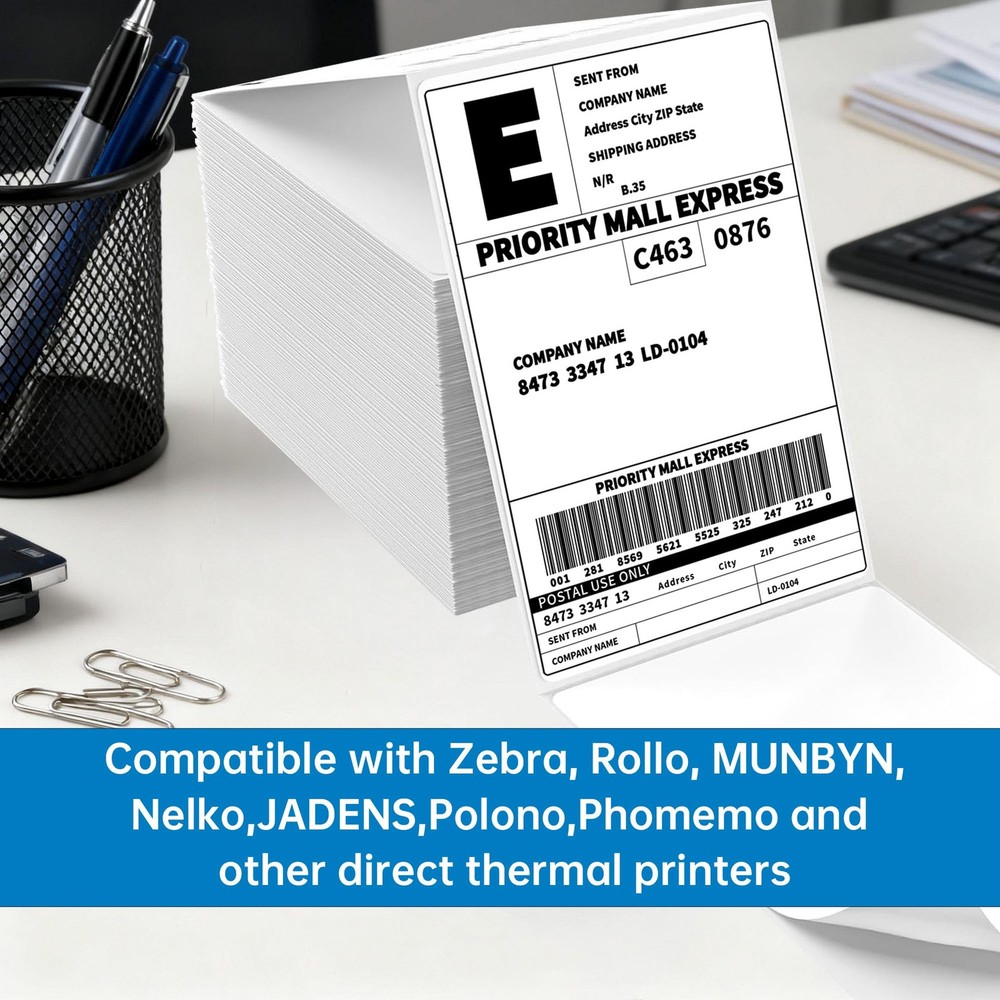 2000 4x6 Thermal Labels 1000/Stack, HUOJI 2 Stacks | 2000 Labels, White