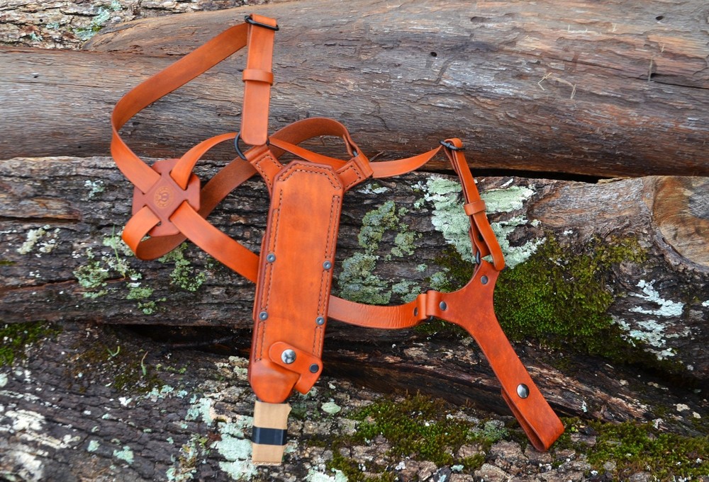 Custom Leather Shoulder Knife Holster: Handmade Vertical/Horizontal Carry