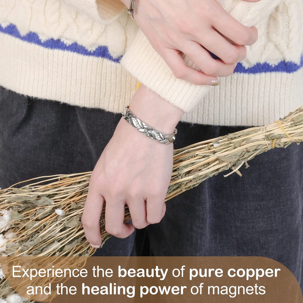 Feraco Copper Bracelet for Women 99.99% Solid 8.66 Inch,
