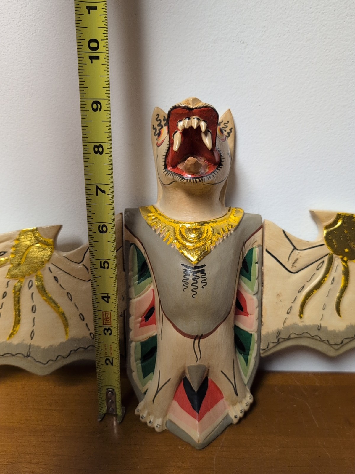 Vintage Flying Bat Mobile Balinese Spirit Chaser Hand Carved Wood Folk Art 18"