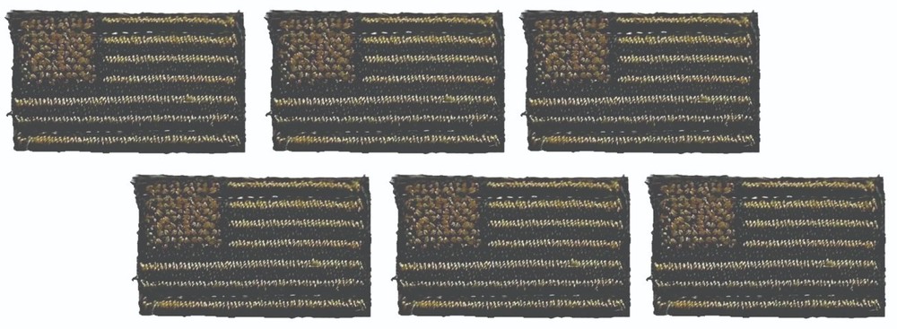 6 Mini US Flag Olive Drab Black Hook Back Patches 1.25"
