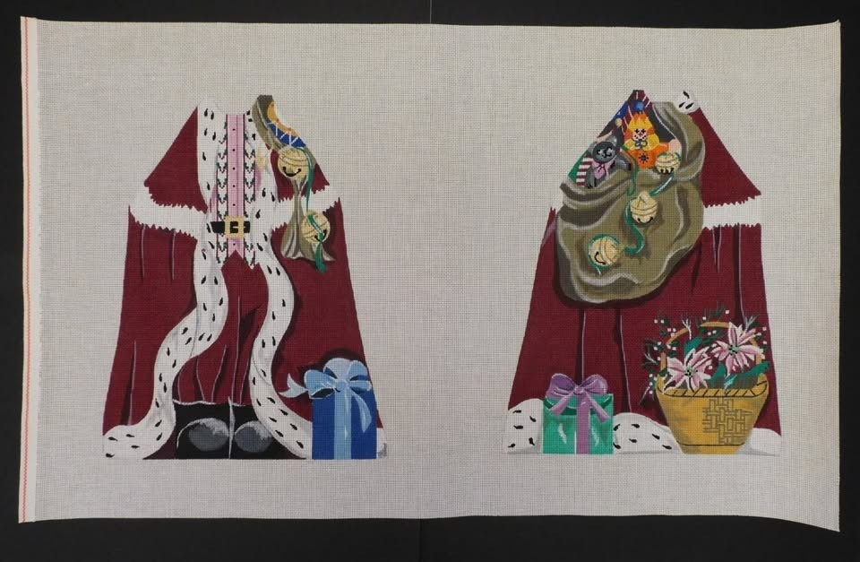 3-D Santa by ts (PC655-60) Hand Painted Needlepoint