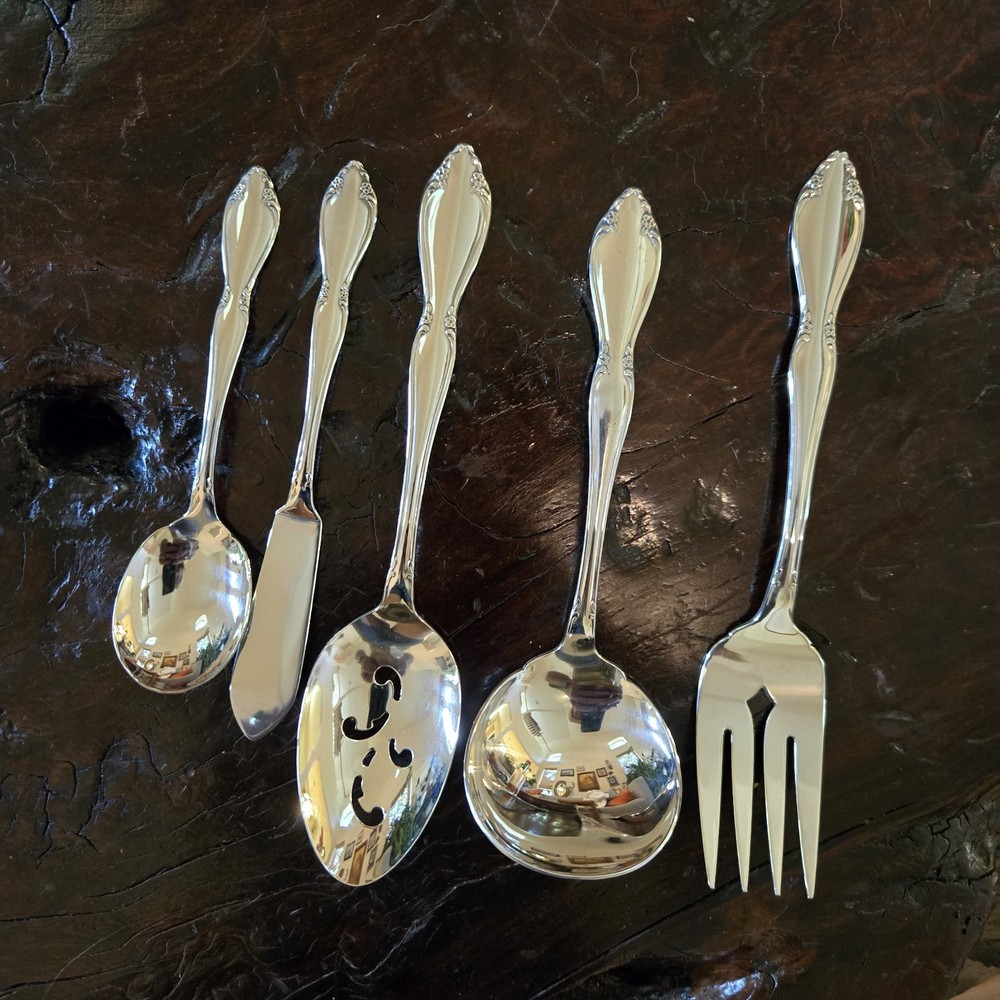 Oneida BERKELEY SQUARE Roger's Stainless In Box 5-Piece Hostess Serving Set MCM