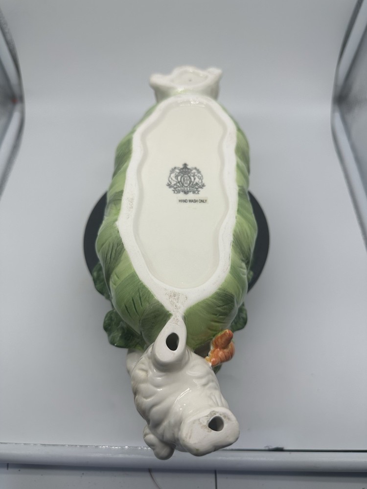 Kaldun And Boyle Easter Two Bunnies And Lettuce Serving Dish