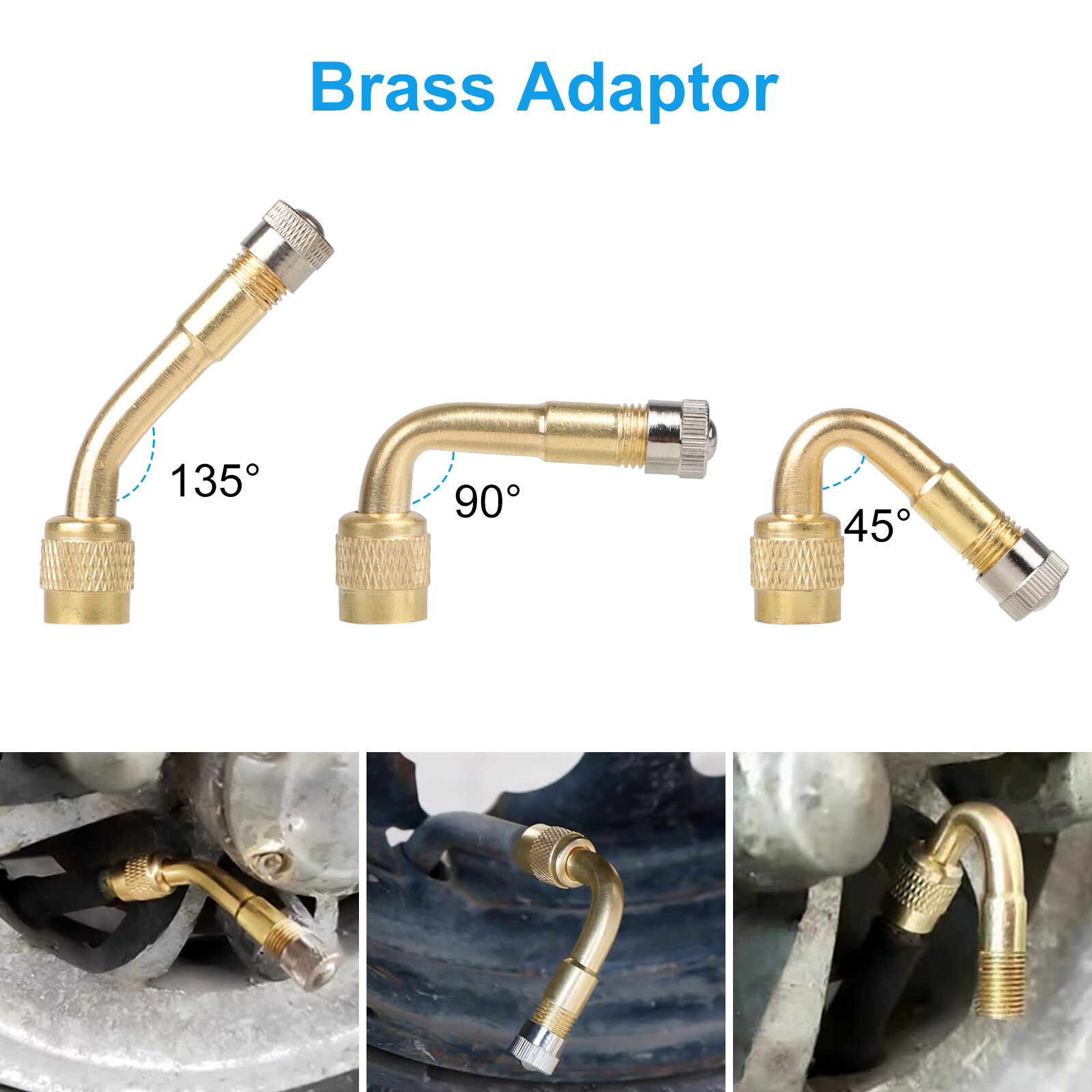 10pcs Universal Tire Valve Extension Kit w/ Hose & Angles Stem Extender Car Bike