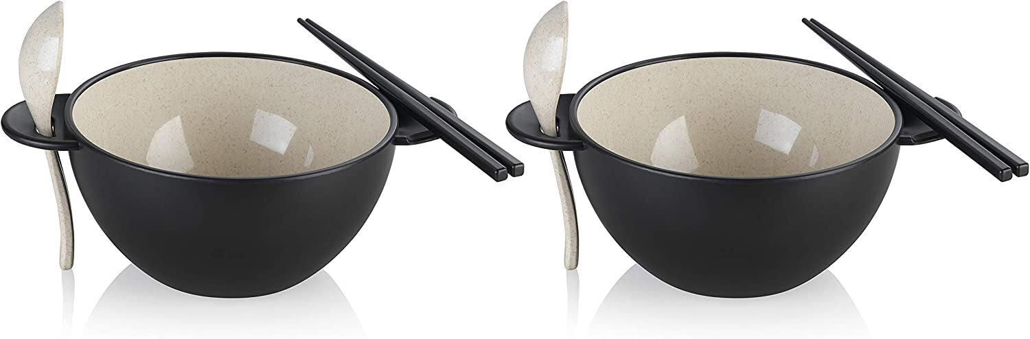 Ozeri Earth Ramen Bowl 6-Piece Set [COLORS], Made from Plant & Natural Materials