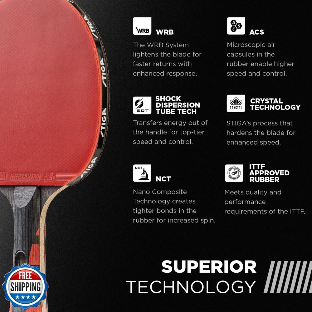 STIGA Evolution Performance Ping Pong Paddle - 6-ply Light Blade