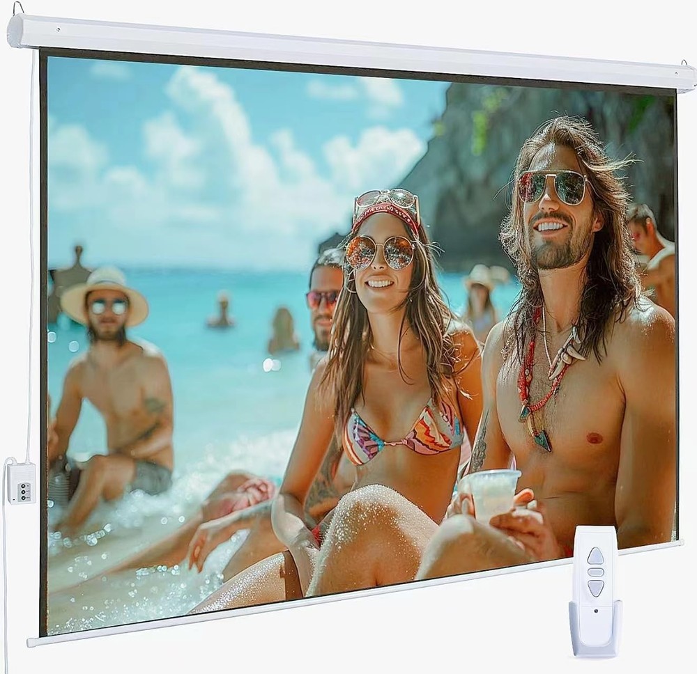 110" Motorized Projector Screen, Electric 4:3 Projector Screen with Remote Co...