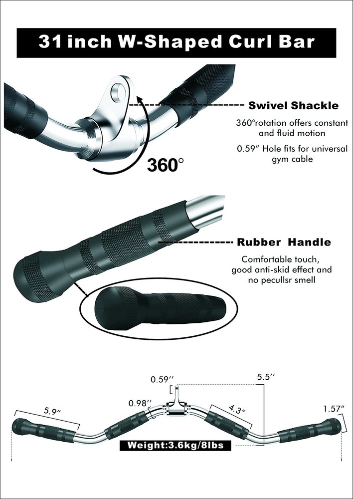 LAT Pull Down Bar/Tricep Press Down Bar/Curl Pull Down Bar Multi-Exerciser Ca...