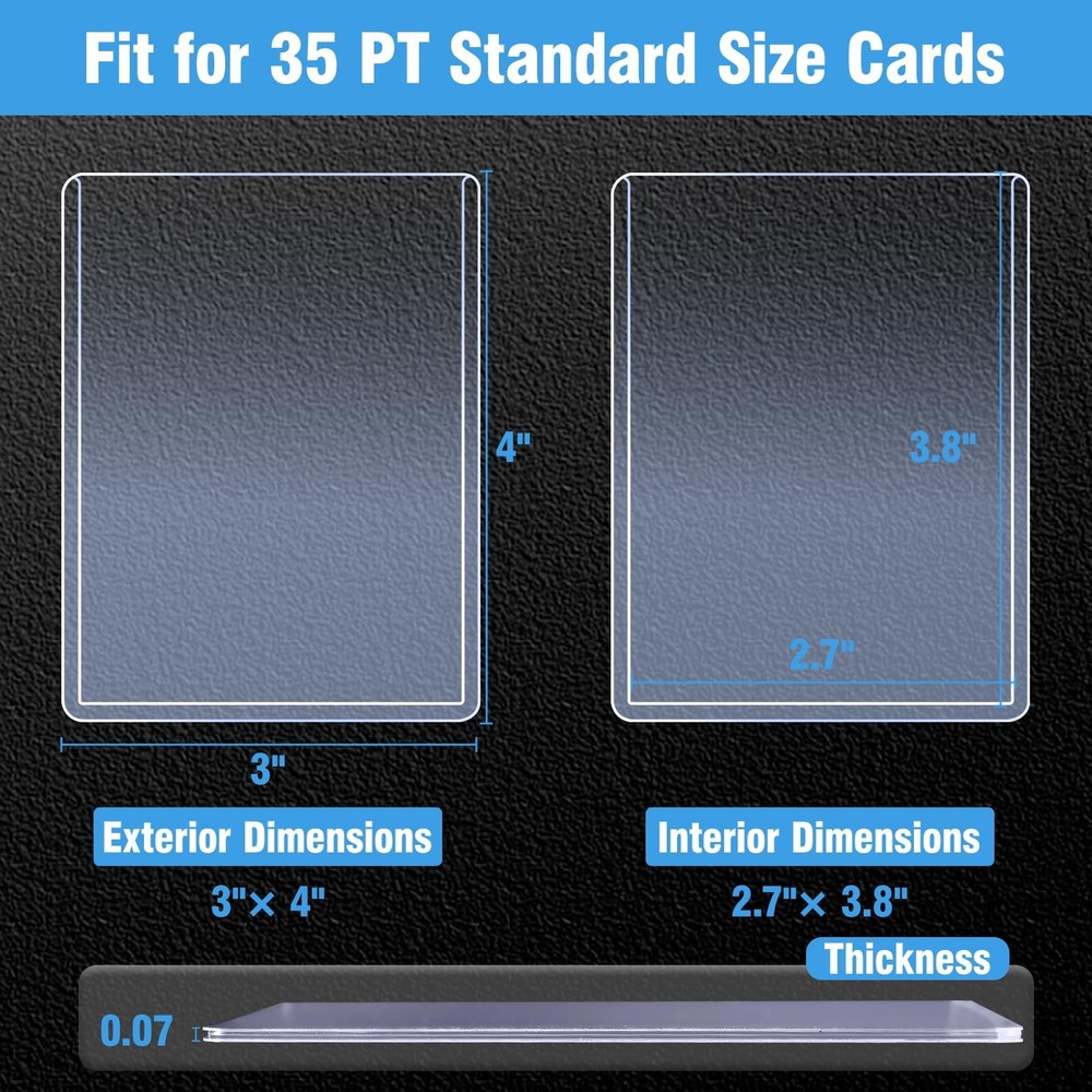 32ct Topload Card Protector, JIQEZNL Upgraded 35pt 32 Toploader, Transparent