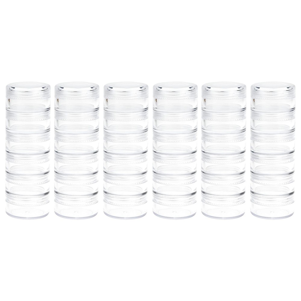 Fengek 6 Sets 6 Layer Stackable Plastic 1.4 x x 4 inches, Clear