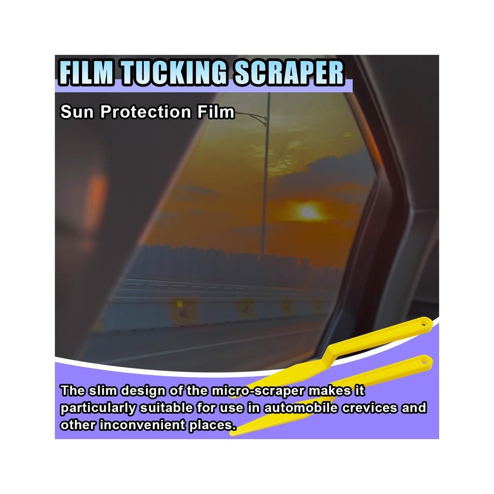 Car Window Tint Squeegee Tool, Plastic Long Handle Shank Corner Squeegee, Fle...