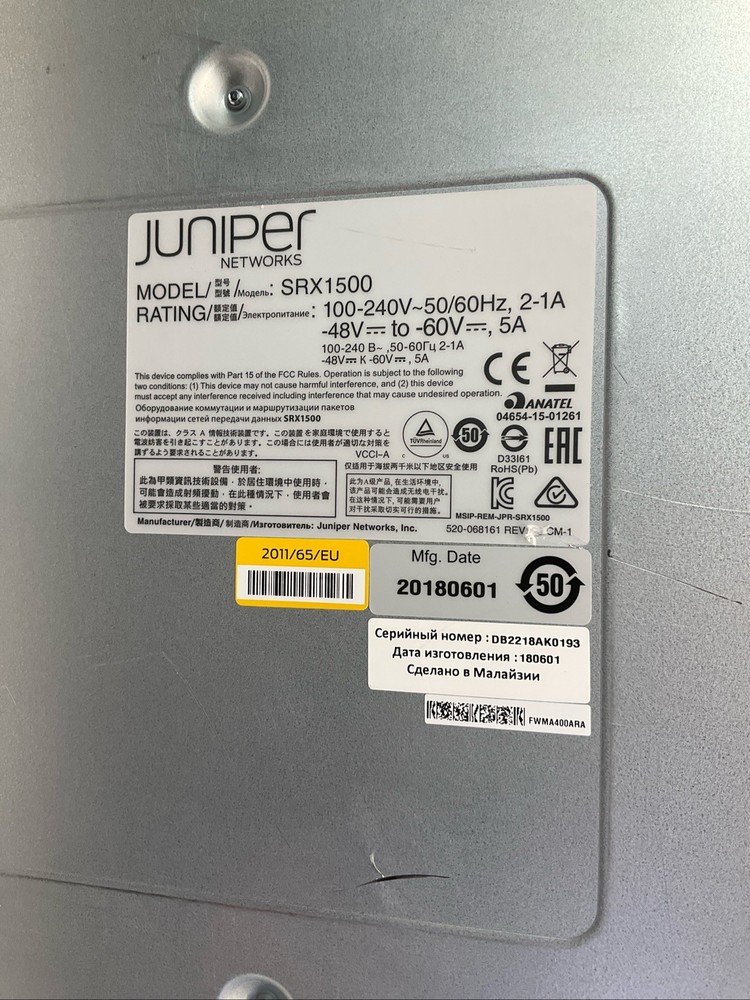 Juniper SRX1500-AC Ports Network Services Gateway Firewall