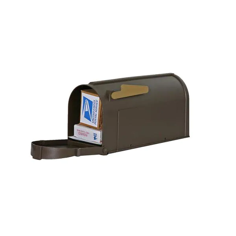 Postal Pro Post-Mount Hampton Mailbox in Bronze with Gold Lettering