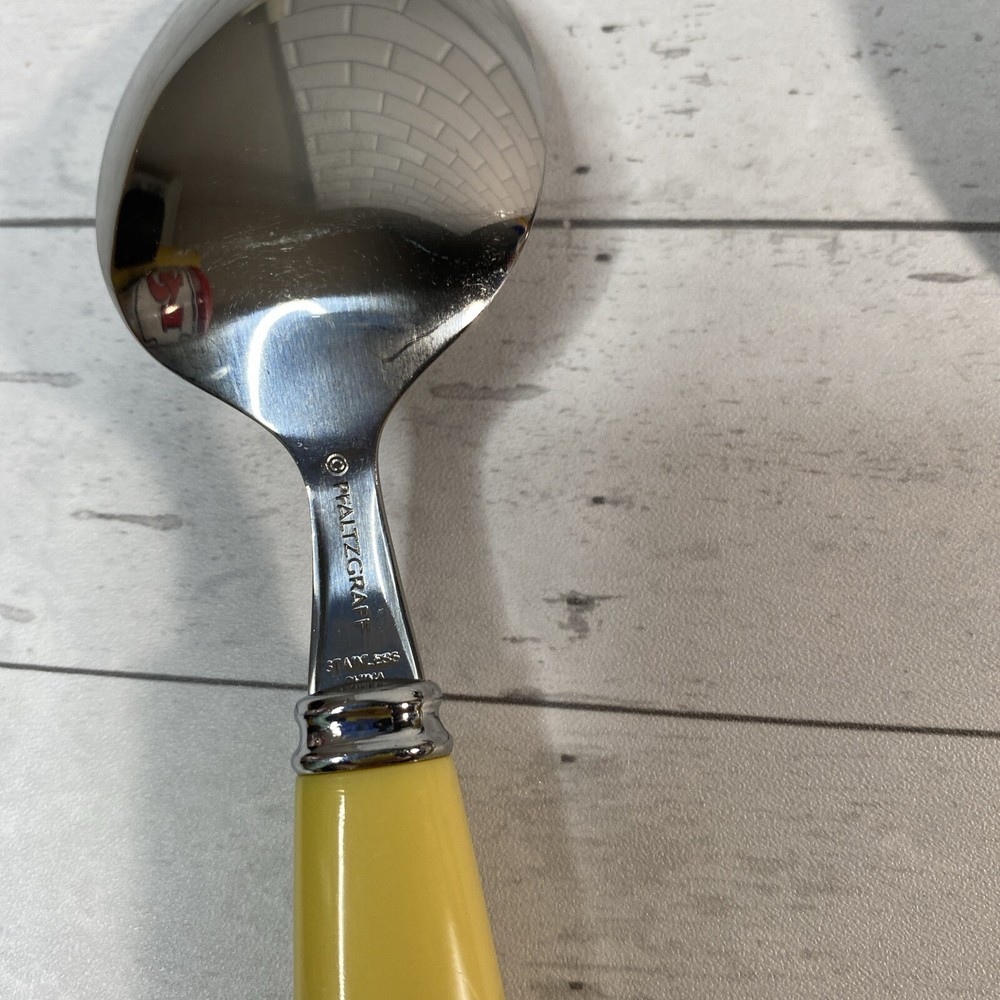 Pfaltzgraff Stainless Flatware Yellow Plastic Handle 4 Dinner Forks