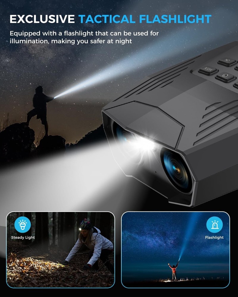 Rechargeable Infrared Night Vision Binoculars - 60MP Capture, Compact Design