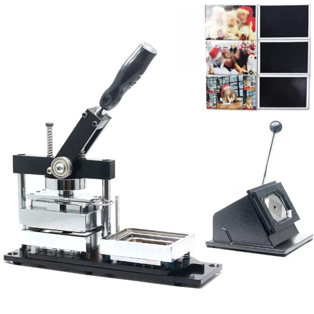 Fridge Magnet Badge Making Machine 80*53mm Rectangle Button Maker Kit W/Cutter