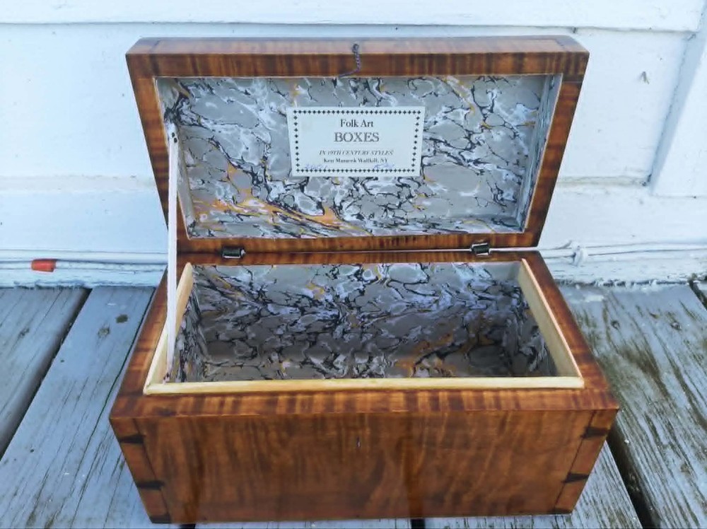 Antique REPRO 19th Tiger Maple Document Box