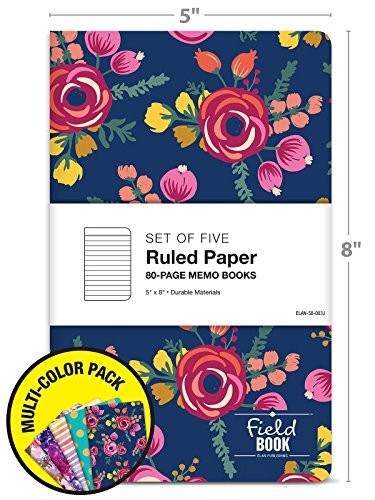 Pocket Notebook/Journal - - Assorted Patterns - Lined Memo Field Note 5"x8"