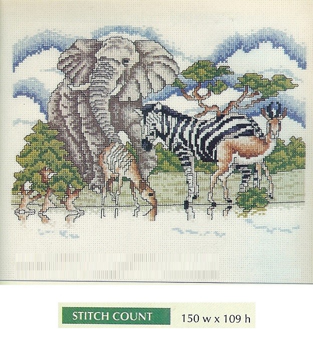 THE WATERING HOLE -  CROSS  STITCH PATTERN ONLY   HM - SUU