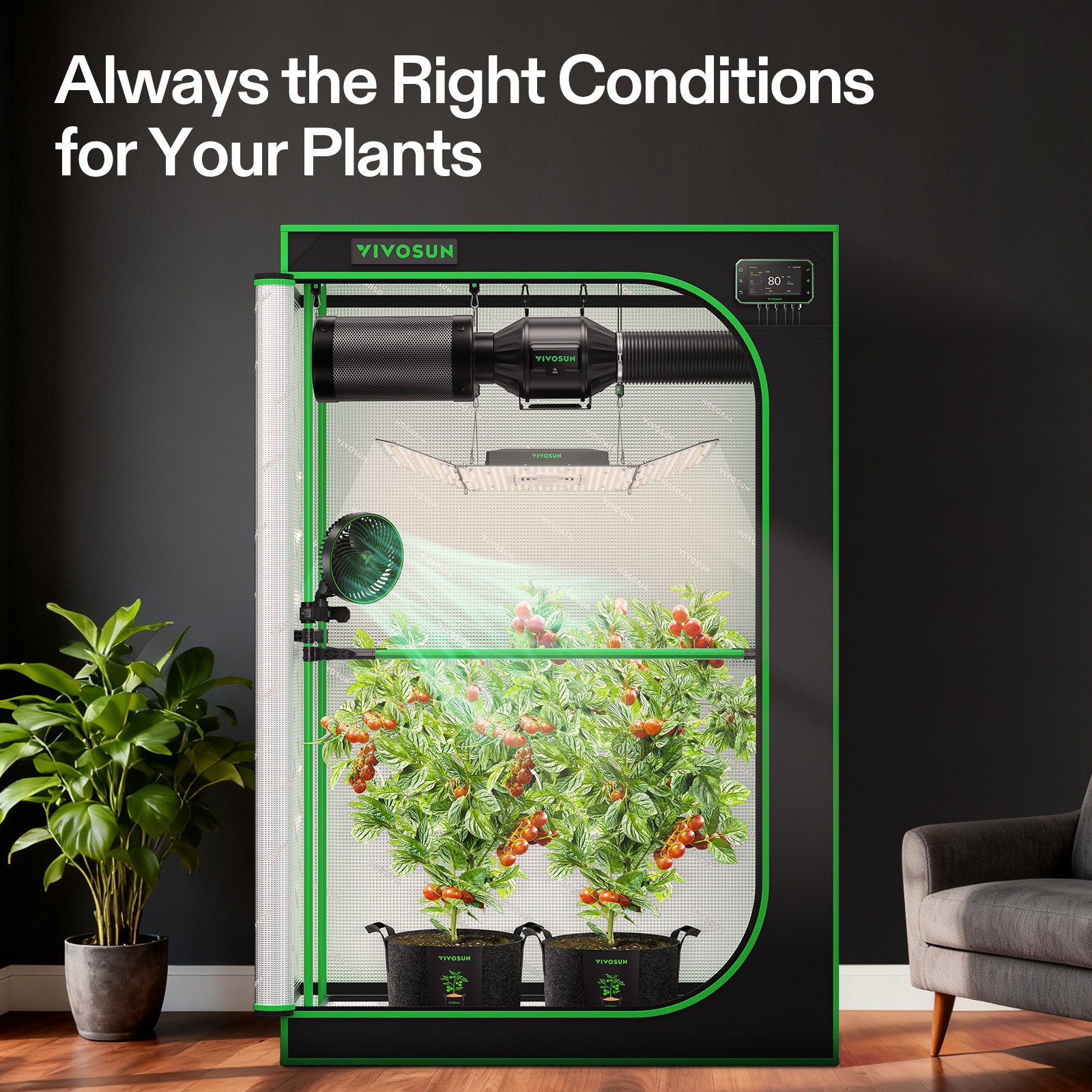 VIVOSUN 4x2FT E42A+ PRO Grow Tent Kit w/ Aerolight AW200SE & T4 Ventilation Kit