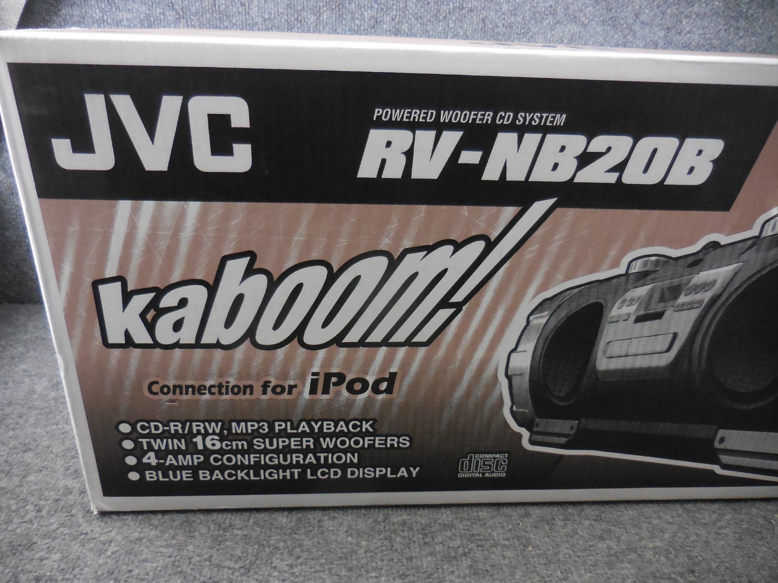 NOS New Unused JVC RV-NB20B Kaboom Boombox Stereo CD Guitar Jack ipod