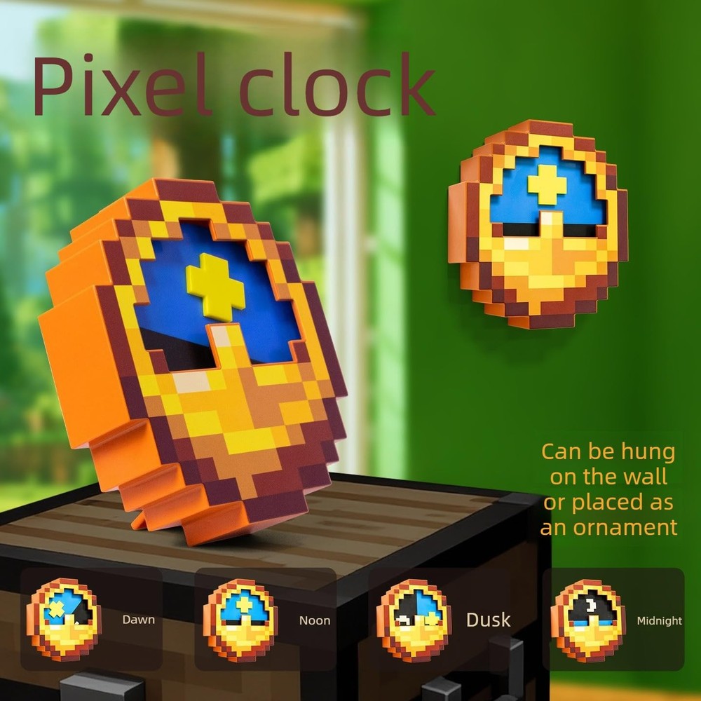 Pixelated Clock, Pixelated World Clock Decoration, Room Decoration, Multifunc...