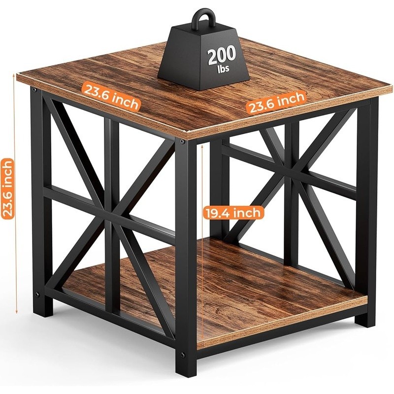 2-Tier Storage Shelves End Table Sturdy MDF Frame Quick Setup Utility Table New