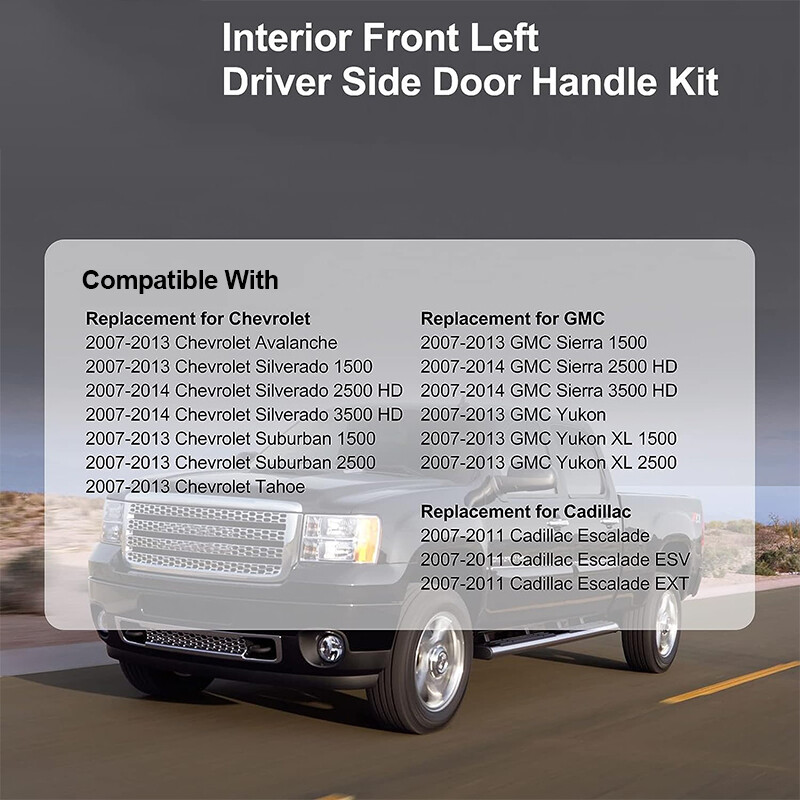 Front Left Interior Door Handle Kit For 2007-2014 Chevy Silverado Avalanche Subu