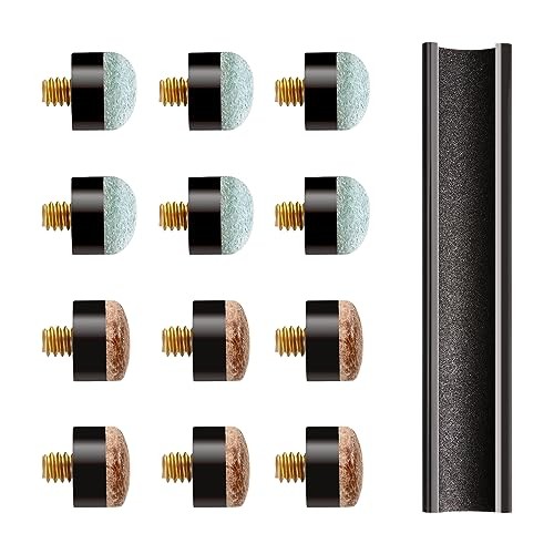 12 PCS Pool Stick Tips Replacement 6xHard & 6xSoft 12mm