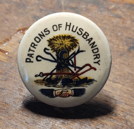 Antique Pinback Button , Patrons of Husbandry , 1.25"