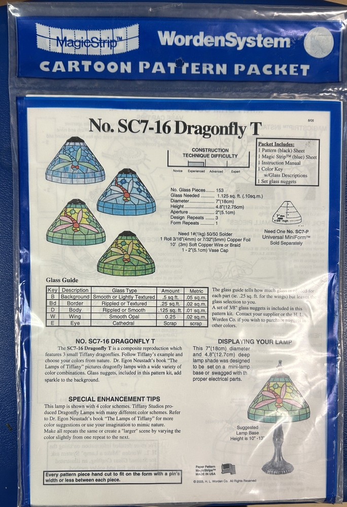 Worden Lamp Pattern Only SC 7–6 Dragonfly T