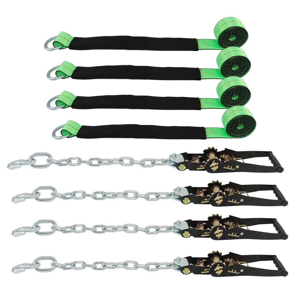 Labwork Lasso Car Tie Down Chain Anchors 2"x96" 4 Pack High-Viz 3300 lbs SWL
