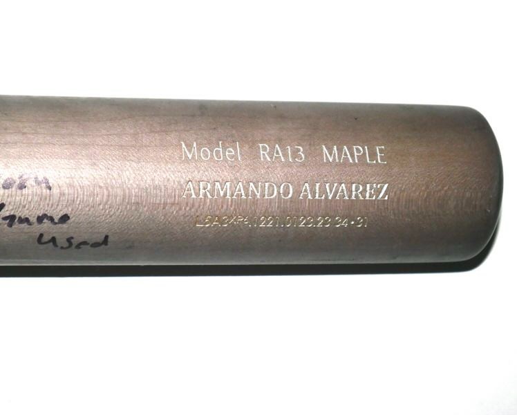ARMANDO ALVAREZ OAKLAND ATHLETICS GAME USED SIGNED CHANDLER RA13 BASEBALL BAT