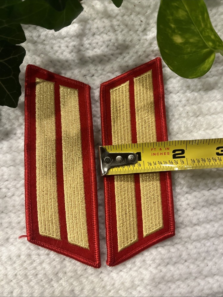USMC 2 Bars Gold Red Hash Marks Service Stripes Sleeve Patch