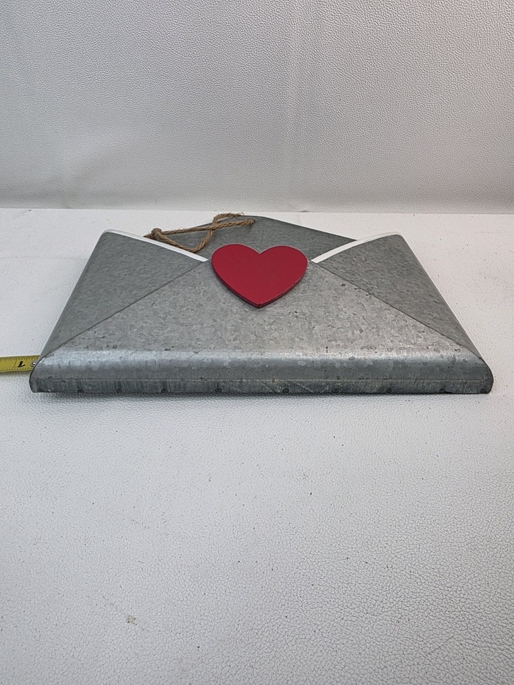 Primitive Galvanized Metal Wall Hanging Envelope Mail Holder Cottagecore