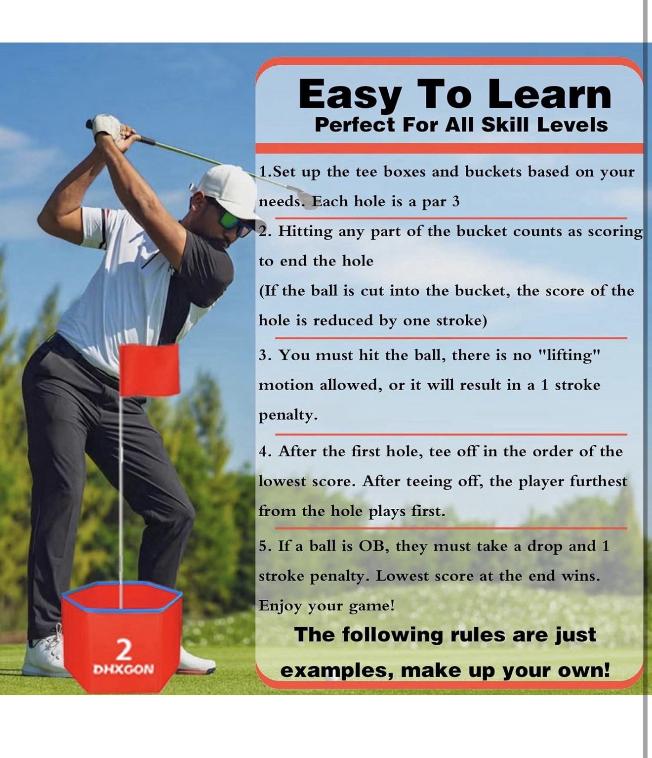 Backyard Golf Game with 2 Clubs, Portable 9 Hole Golf Course, Outdoor Yard Golf