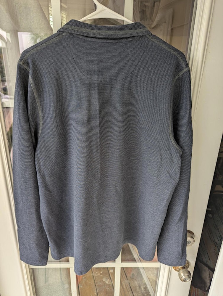 L.L.Bean Men's L Slightly Fitted Navy Blue Pullover Quarter Button Active Jacket