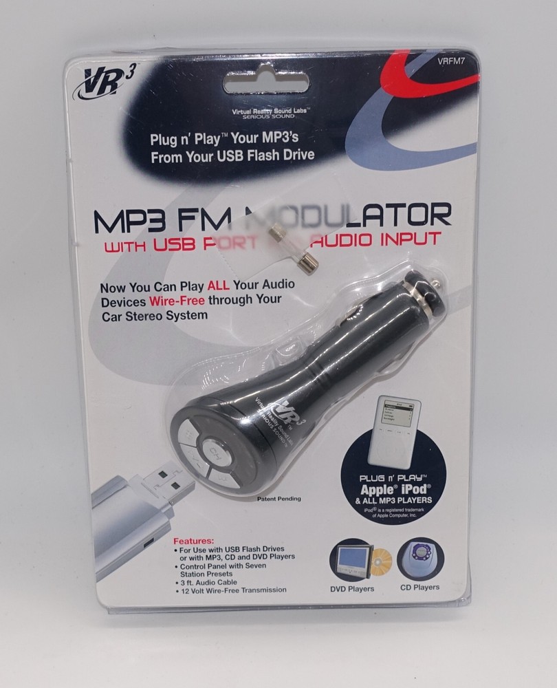 VR3 VRFM7 MP3 FM  MODULATOR WITH USB PORT AND AUDIO INPUT