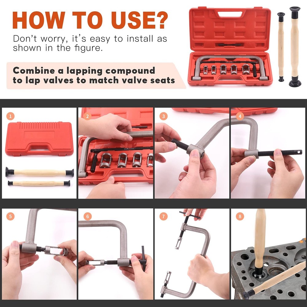 Tanstic 12Pcs Valve Spring Compressor with Valve Lapper Set Auto Compression ...