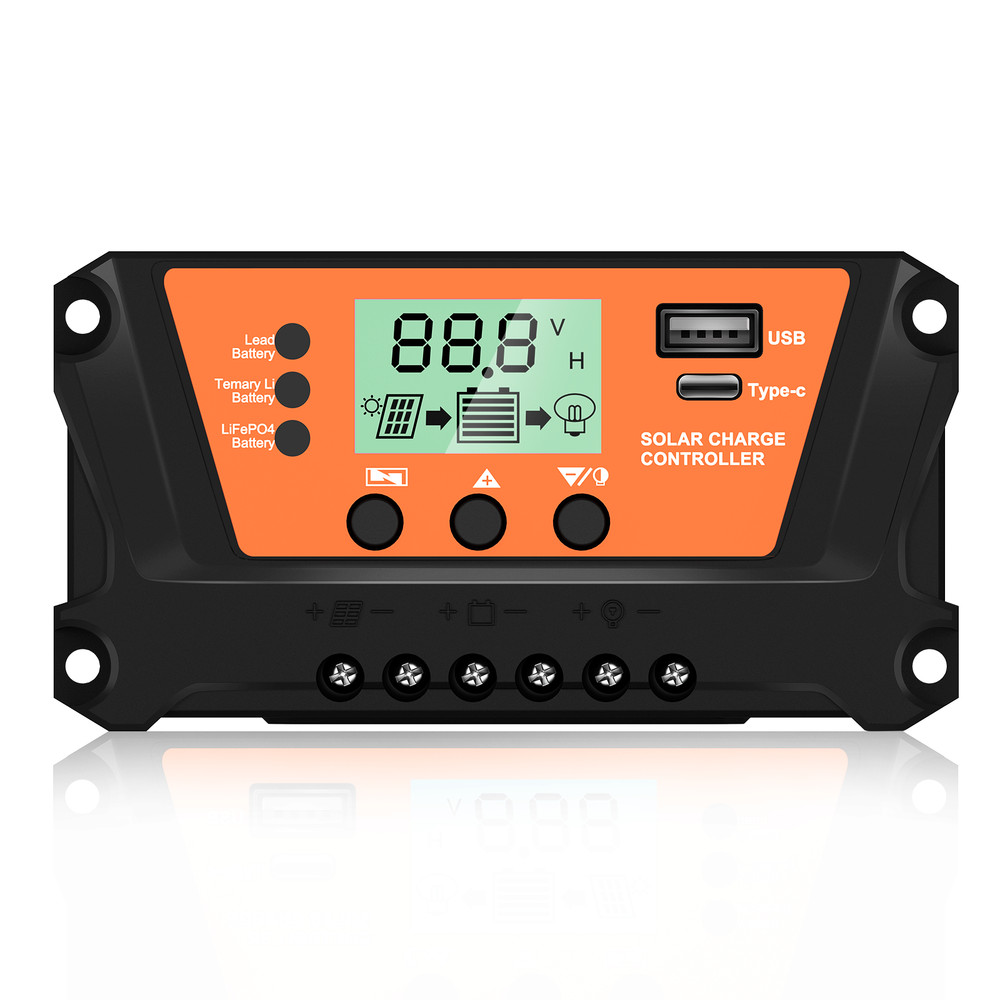 30A Solar Panel Battery Charge Controller 12V/24V LCD Regulator Auto Dual USB