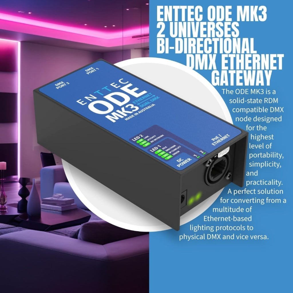 ENTTEC ODE Mk3 70407 POE 2 Universe DMX / RDM Ethernet Controller (Open Box)