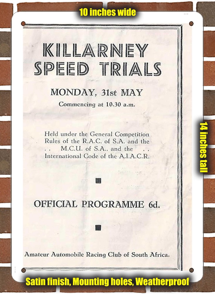 Metal Sign - 1946 Killarney Racing Program - 10x14 inches