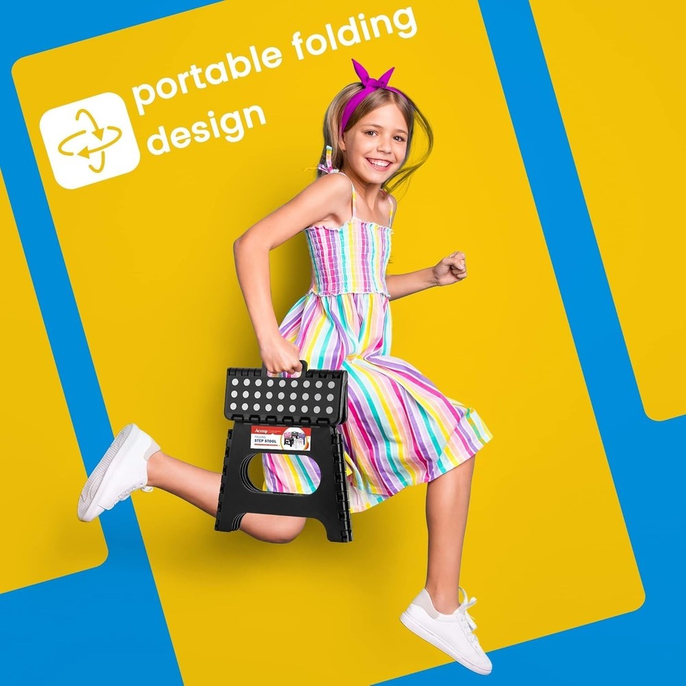 Folding Step Stool 11 Inch Sturdy Plastic Foldable Step Stool Kids & Adults