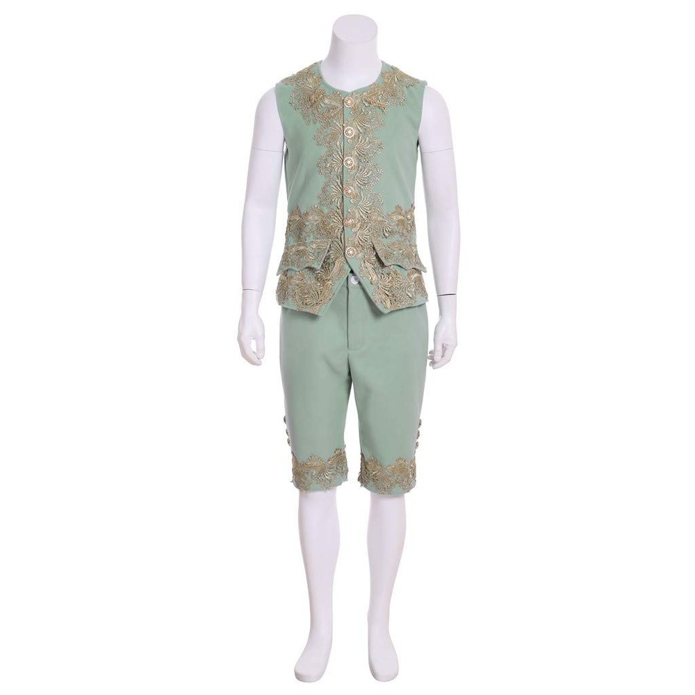 Victorian Costume Men Rococo Suit Jacket Vest Small, Light Green