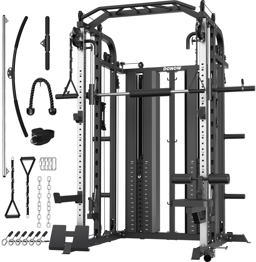 Smith Machine with Weight Stacks Multi Function Home Gym System Power Cage Rack