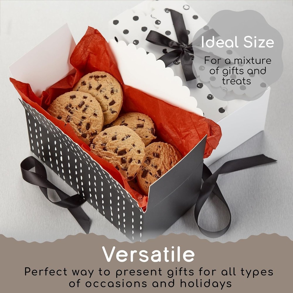 Versatile Pack of 20 Black & White Gift Boxes with Easy Assembly Design